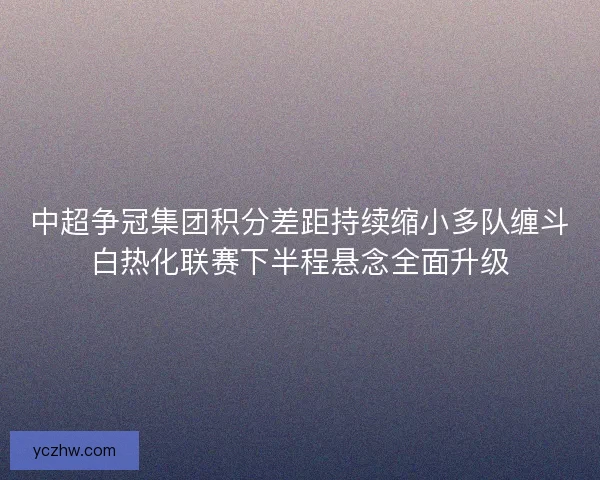 中超争冠集团积分差距持续缩小多队缠斗白热化联赛下半程悬念全面升级