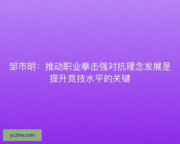 邹市明:推动职业拳击强对抗理念发展是提升竞技水平的关键 邹市明:推动职业拳击强对抗理念发展是提升竞技水平的关键